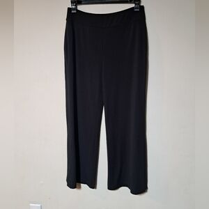 Duette NYC "Liberty" Wide Leg Hi Rise Pull-on Black Pant Stretch Knit Sz. M